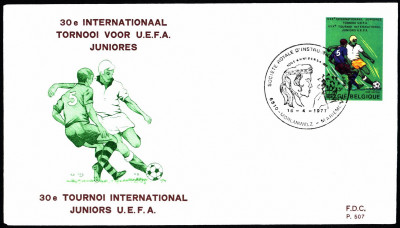 Belgia FDC 1977 Mi 1903 UEFA tournament Juniors [MORLANWELZ]